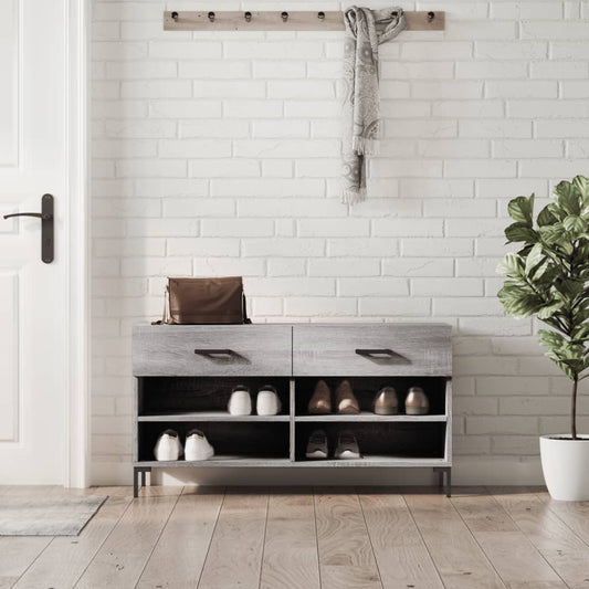 Shoe Bench Grey Sonoma 102x35x55 cm Engineered Wood