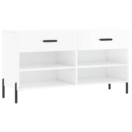 Shoe Bench High Gloss White 102x35x55 cm Engineered Wood