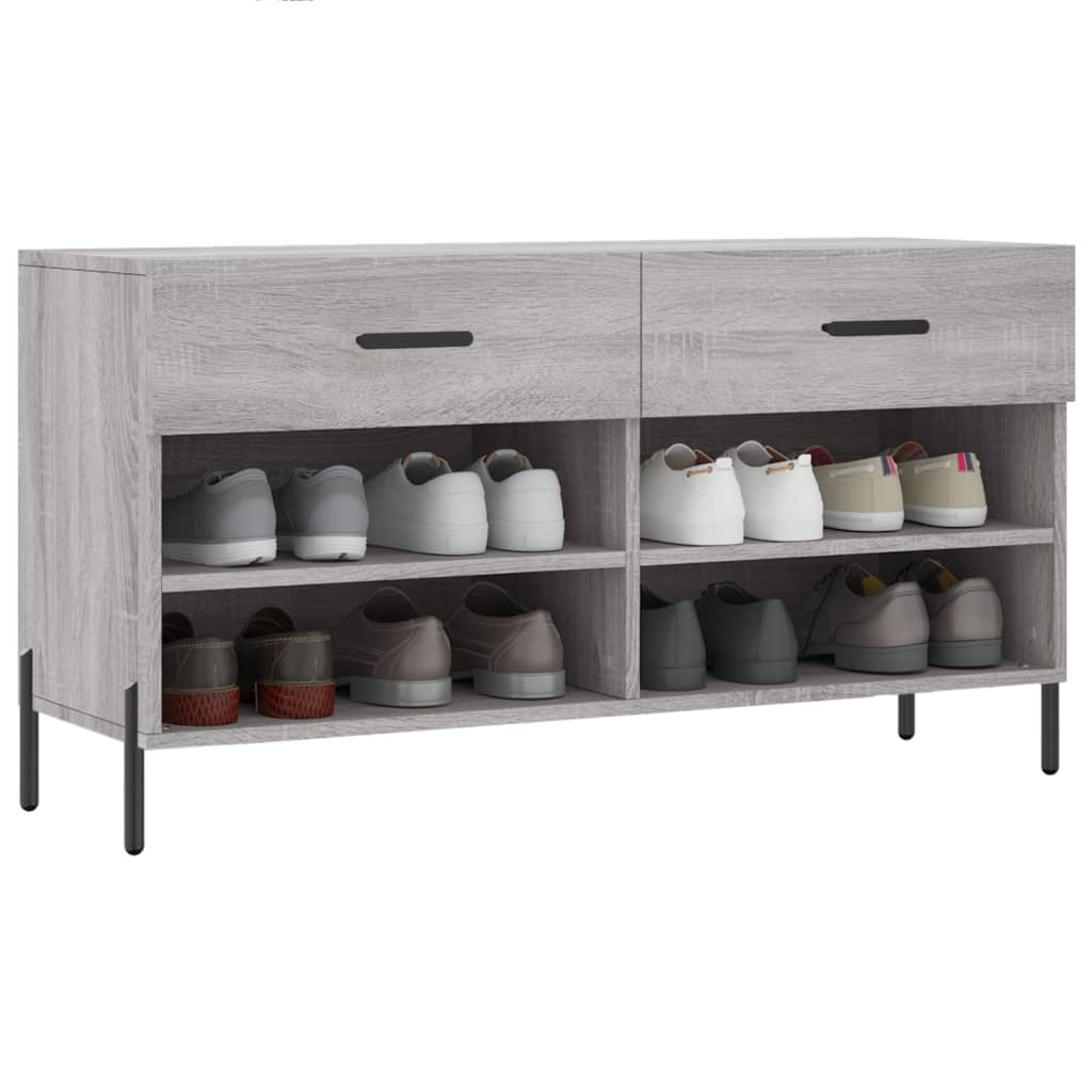 Shoe Bench Grey Sonoma 102x35x55 cm Engineered Wood