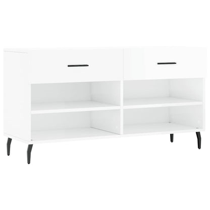 Shoe Bench High Gloss White 102x35x55 cm Engineered Wood
