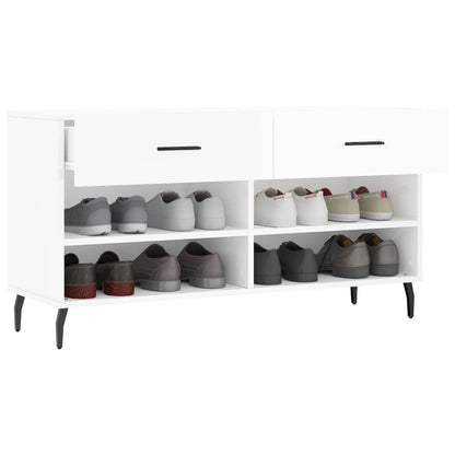 Shoe Bench High Gloss White 102x35x55 cm Engineered Wood
