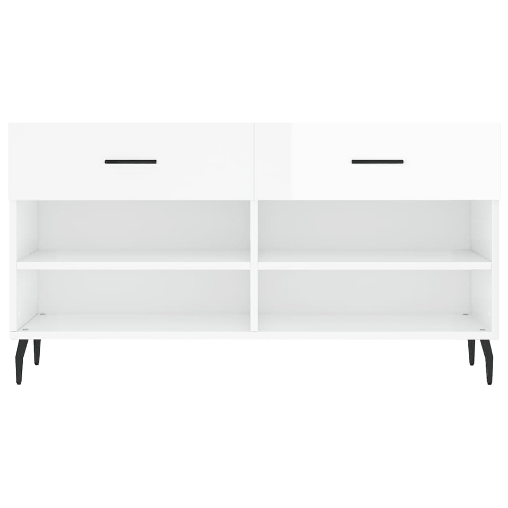 Shoe Bench High Gloss White 102x35x55 cm Engineered Wood