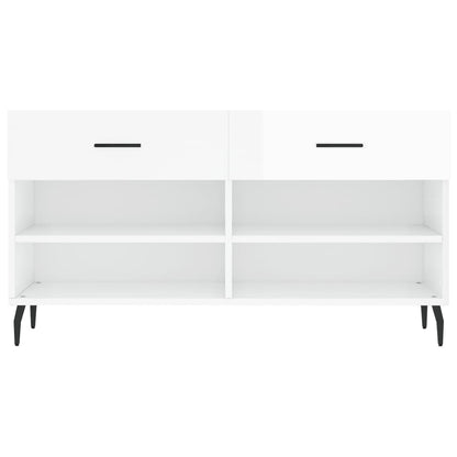Shoe Bench High Gloss White 102x35x55 cm Engineered Wood