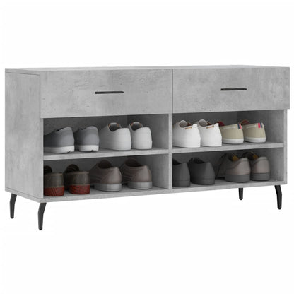Shoe Bench Concrete Grey 102x35x55 cm Engineered Wood
