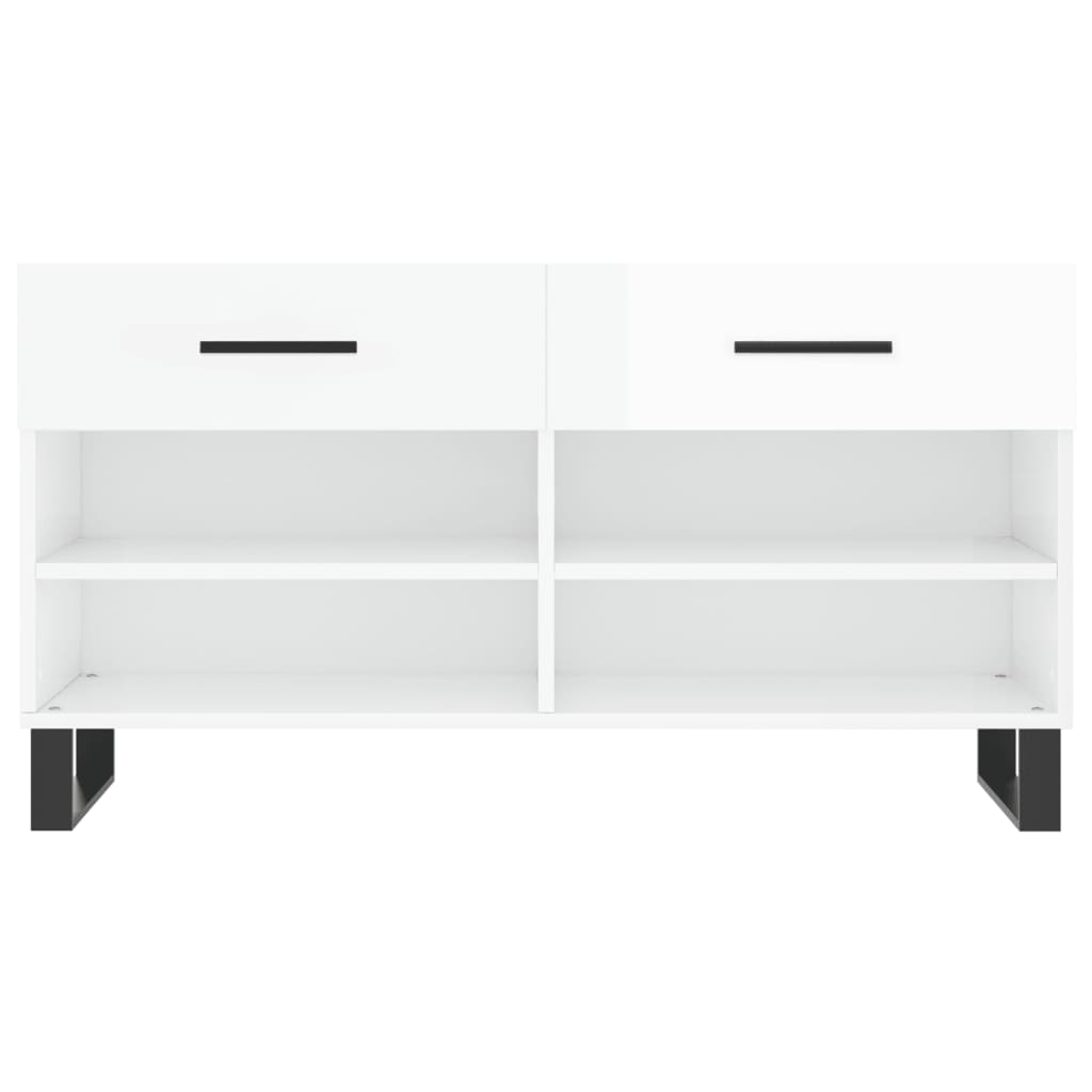 Shoe Bench High Gloss White 102x35x55 cm Engineered Wood