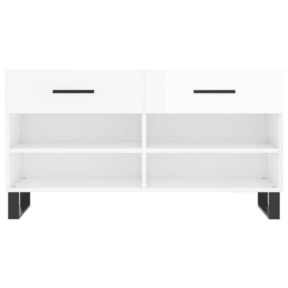Shoe Bench High Gloss White 102x35x55 cm Engineered Wood