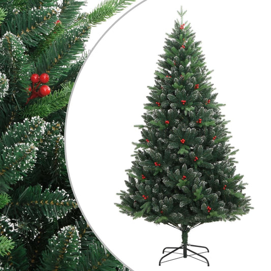 Artificial Hinged Christmas Tree Green with red berries