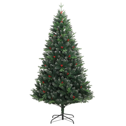Artificial Hinged Christmas Tree Green with red berries