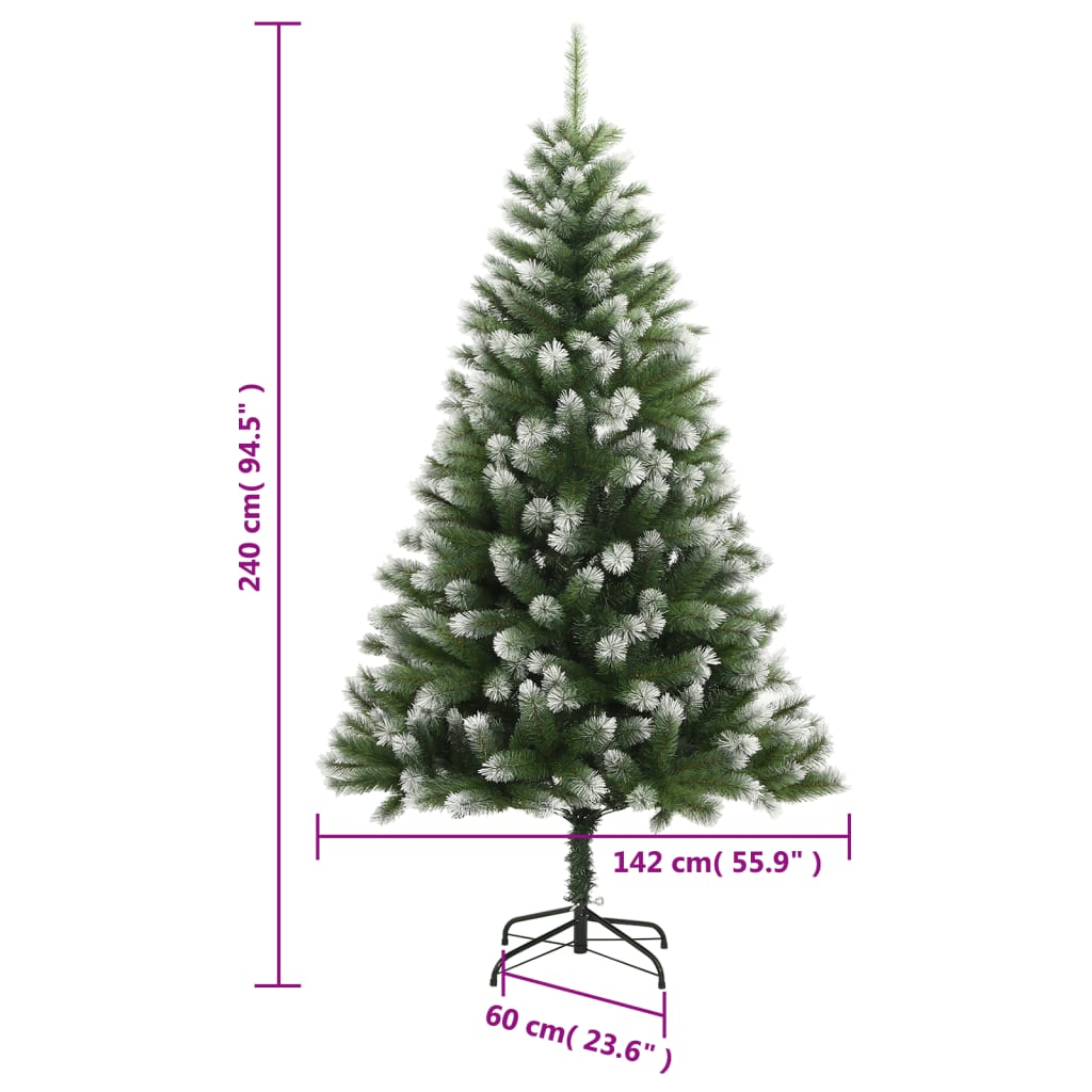 Artificial Hinged Christmas Tree with Flocked Snow 240 cm