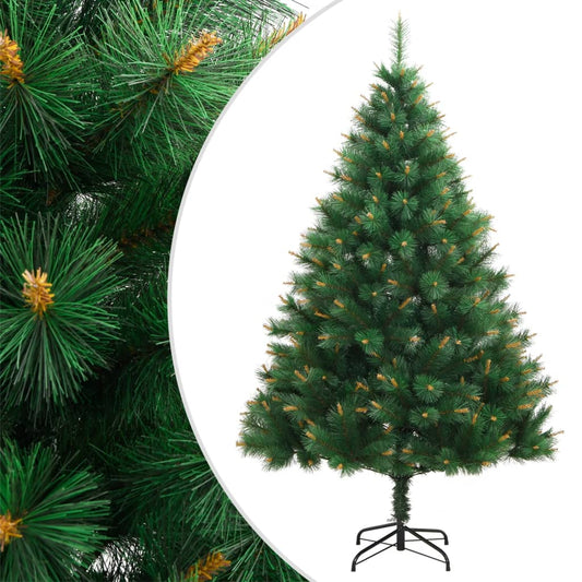 Artificial Hinged Christmas Tree Green and Yellow PVC, Metal 59 in