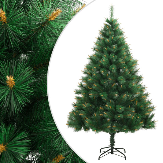 Artificial Hinged Christmas Tree Green and Yellow PVC and metal