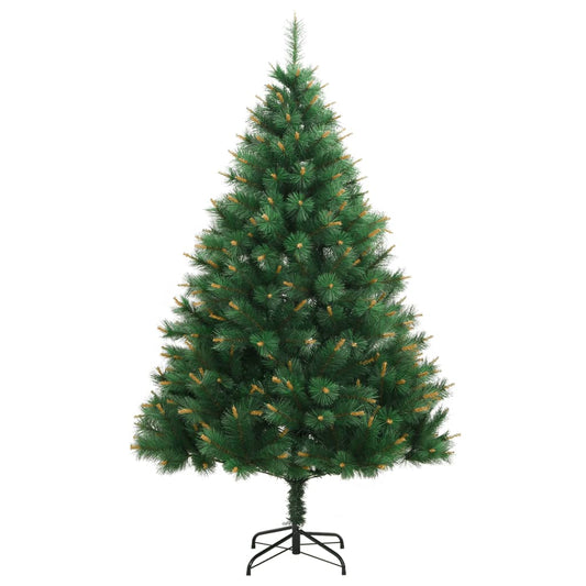 Artificial Hinged Christmas Tree Green and Yellow PVC and metal