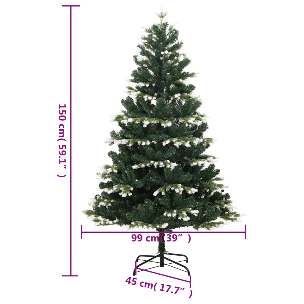 59 in Artificial Hinged Christmas Tree Green and white PVC, PE, metal