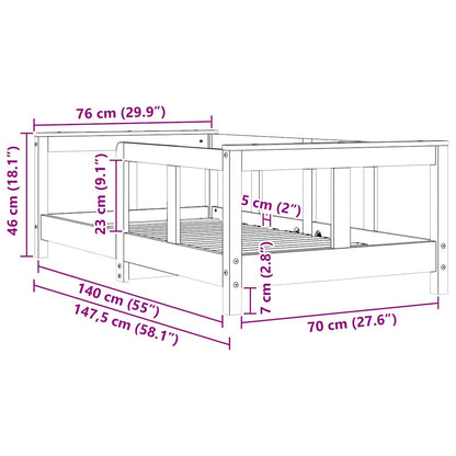 Kids Bed Frame 70x140 cm Solid Wood Pine