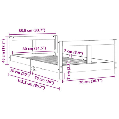 Kids Bed Frame White 80x160 cm Solid Wood Pine