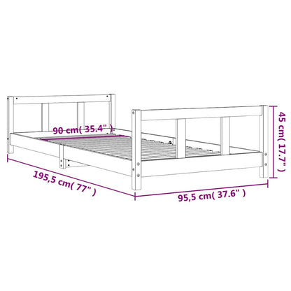 Kids Bed Frame White 90x190 cm Solid Wood Pine