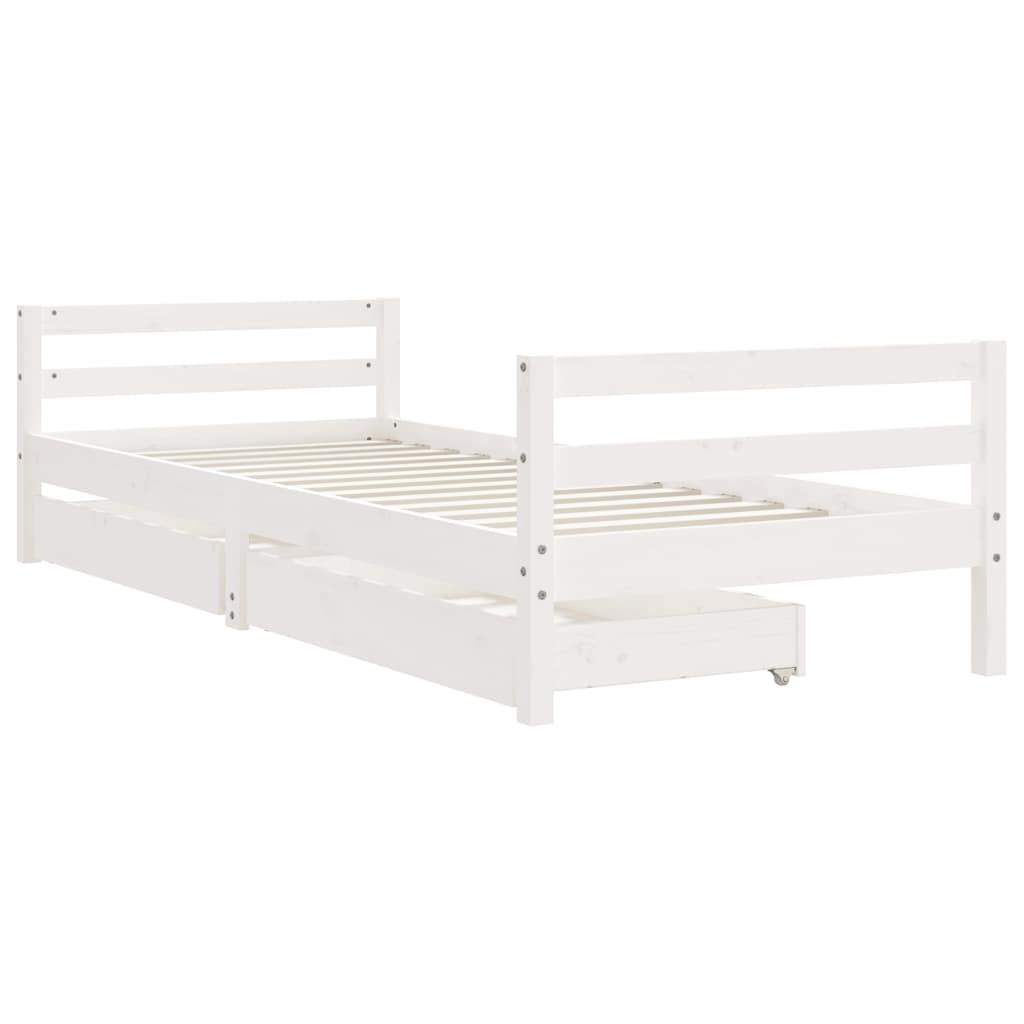 Kids Bed Frame with Drawers White 80x200 cm Solid Wood Pine