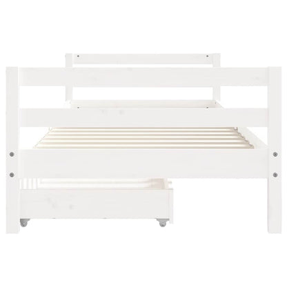 Kids Bed Frame with Drawers White 80x200 cm Solid Wood Pine