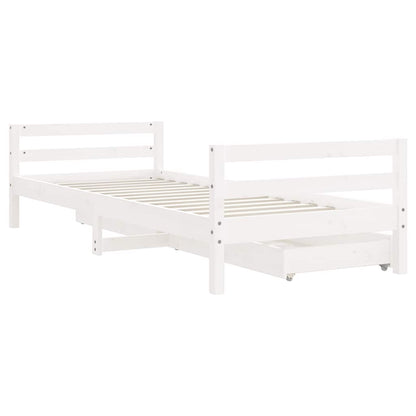 Kids Bed Frame with Drawers White 80x200 cm Solid Wood Pine