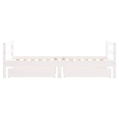 Kids Bed Frame with Drawers White 80x160 cm Solid Wood Pine