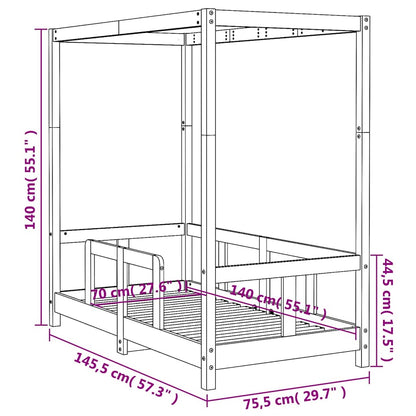 Kids Bed Frame White 70x140 cm Solid Wood Pine