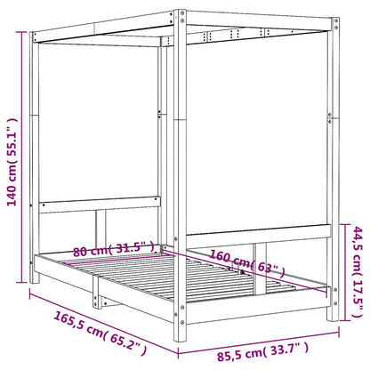 Kids Bed Frame White 80x160 cm Solid Wood Pine