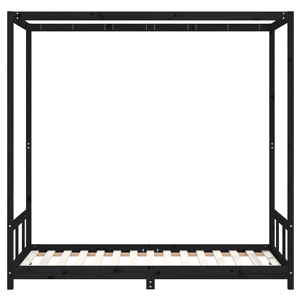 Kids Bed Frame Black 90x190 cm Solid Wood Pine