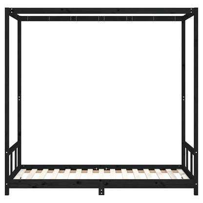 Kids Bed Frame Black 90x190 cm Solid Wood Pine