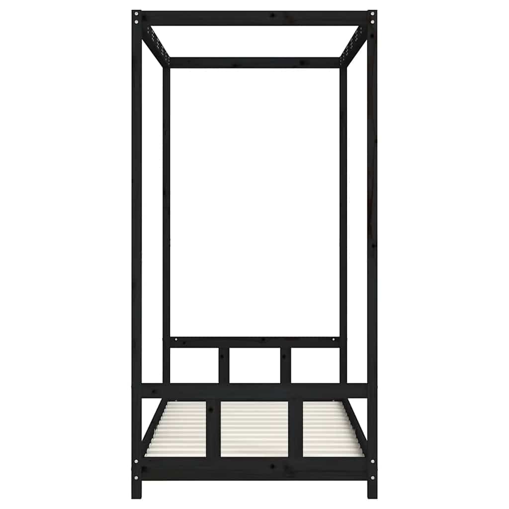 Kids Bed Frame Black 90x190 cm Solid Wood Pine