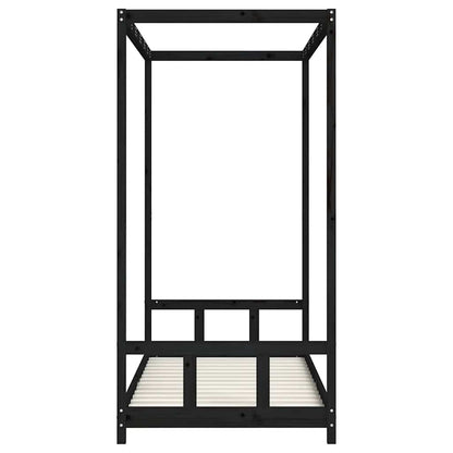 Kids Bed Frame Black 90x190 cm Solid Wood Pine