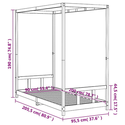 Kids Bed Frame White 90x200 cm Solid Wood Pine