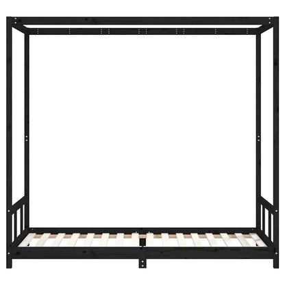 Kids Bed Frame Black 90x200 cm Solid Wood Pine