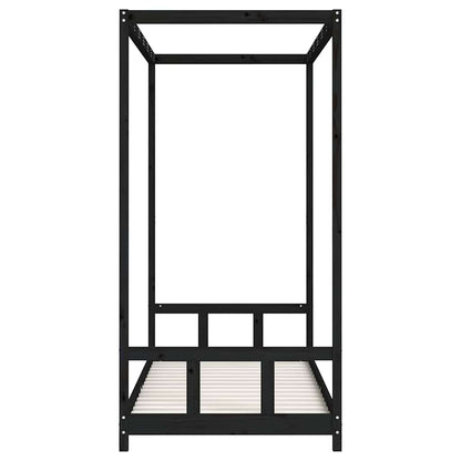 Kids Bed Frame Black 90x200 cm Solid Wood Pine