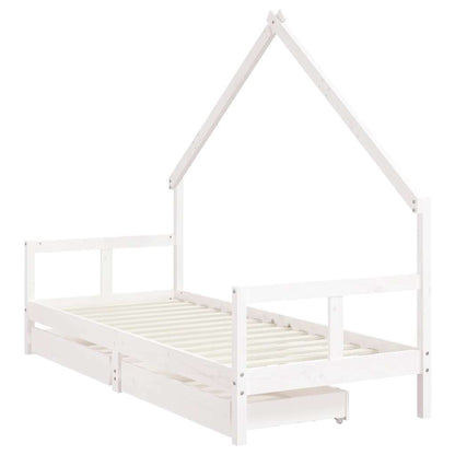 Kids Bed Frame with Drawers White 80x200 cm Solid Wood Pine