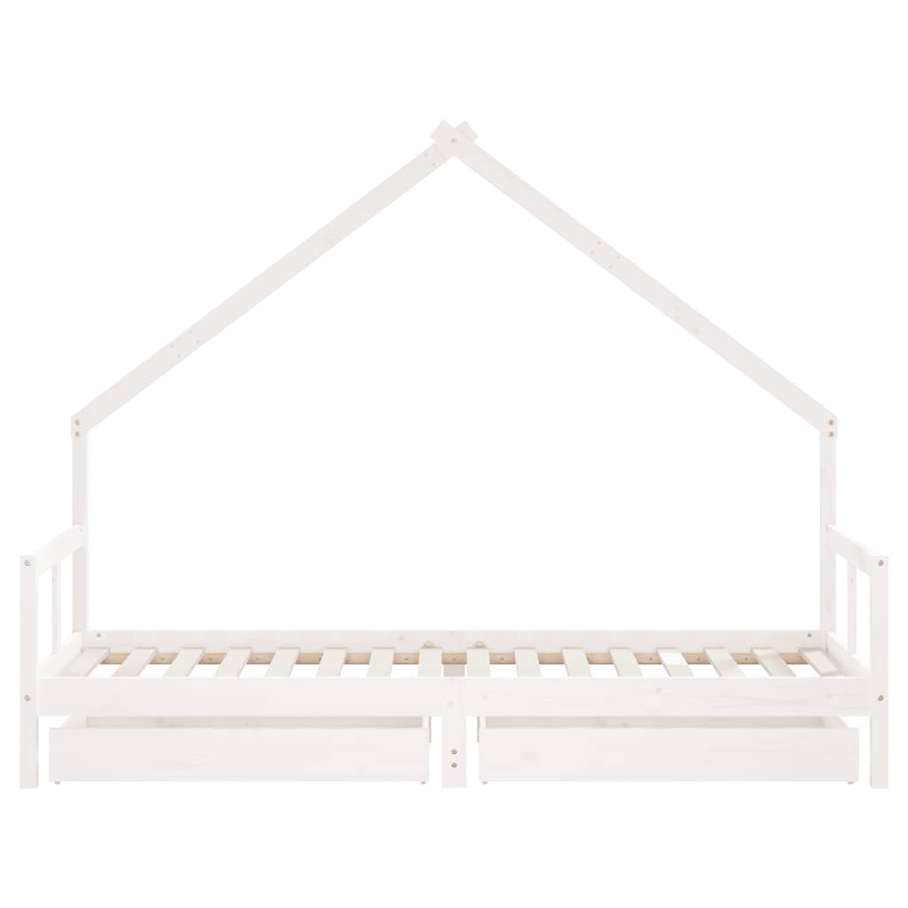 Kids Bed Frame with Drawers White 80x200 cm Solid Wood Pine