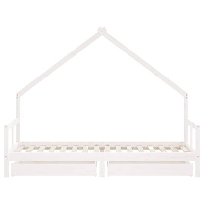 Kids Bed Frame with Drawers White 80x200 cm Solid Wood Pine