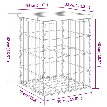Garden Bench Gabion Design 33x31x42 cm Solid Wood Pine
