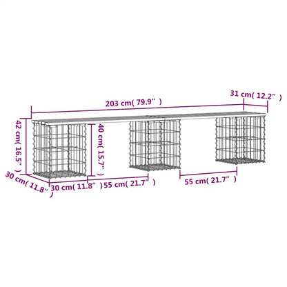 Garden Bench Gabion Design 203x31x42 cm Impregnated Wood Pine