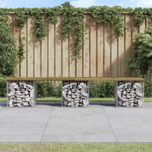 Garden Bench Gabion Design 203x31x42 cm Impregnated Wood Pine