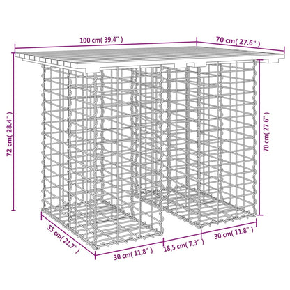 Garden Table Gabion Design 100x70x72 cm Solid Wood Pine
