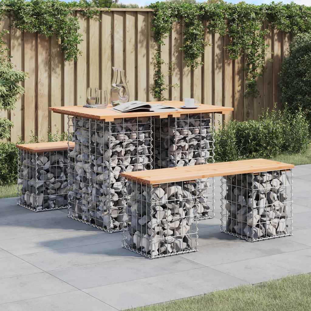 Garden Table Gabion Design 100x70x72 cm Solid Wood Pine