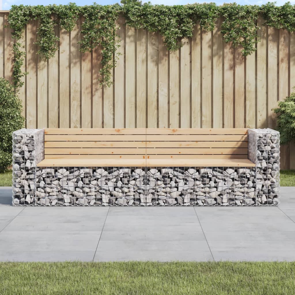 Garden Bench Natural Wood Solid Pine Wood, Galvanized Steel Large