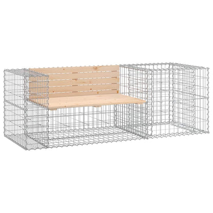 Garden Bench With Gabion Basket | Natural Pine, Silver