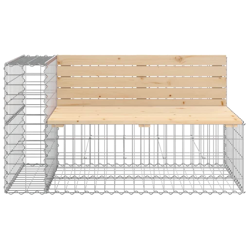 Garden Bench With Gabion Basket | Natural Pine, Silver