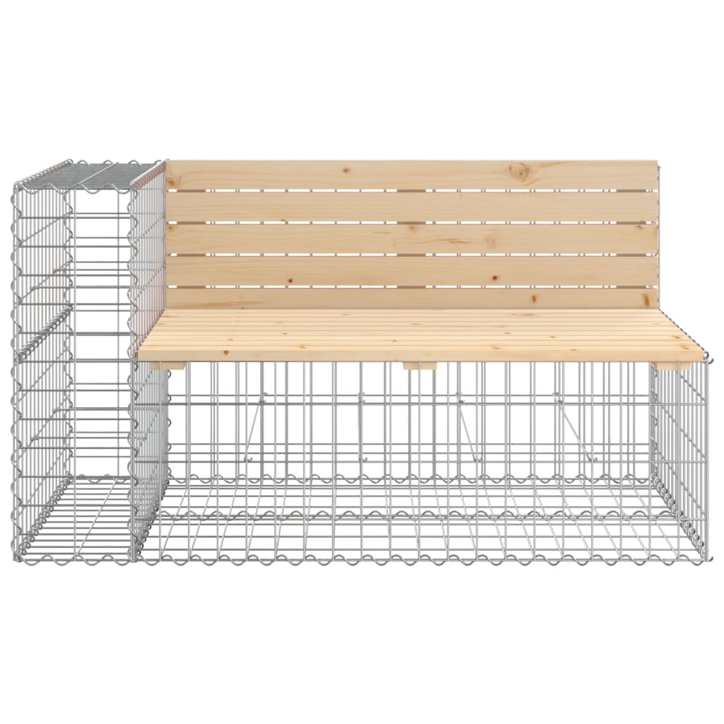 Garden Bench With Gabion Basket | Natural wood and silver