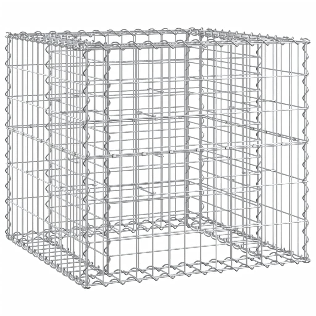 Garden Bench With Gabion Basket | Natural wood and silver
