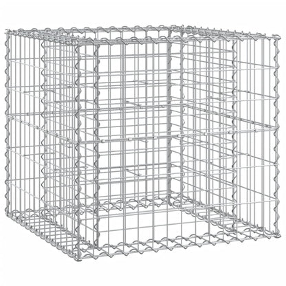 Garden Bench With Gabion Basket | Natural wood and silver