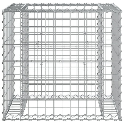 Garden Bench With Gabion Basket | Natural wood and silver