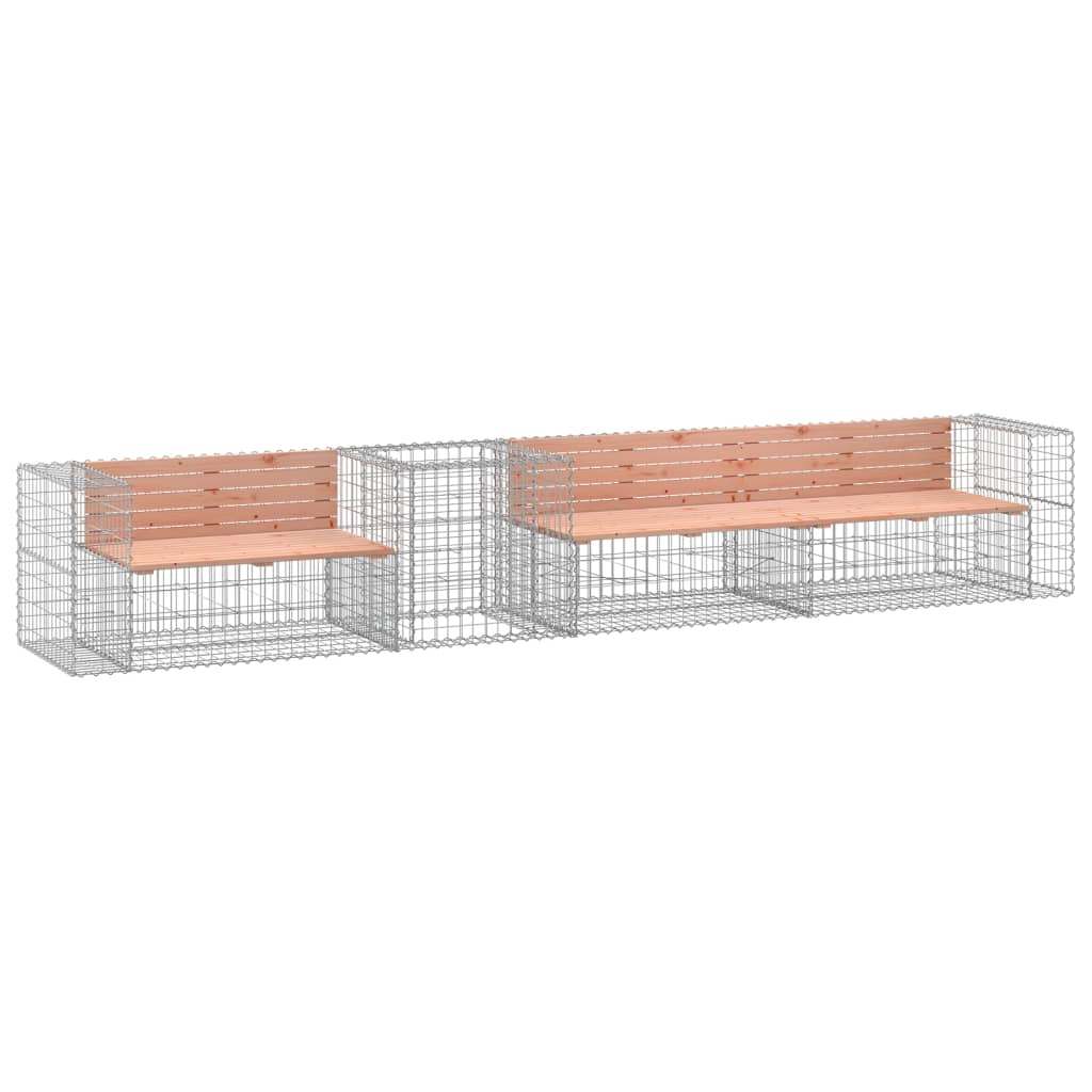 Garden Bench With Gabion Basket Wooden, Silver