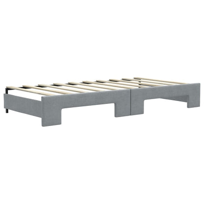 Daybed with Trundle and Mattresses Light Grey 90x190 cm Fabric